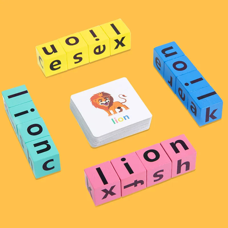 Wooden Spelling Game for Kids | Alphabet Learning Toy with 40 Cards