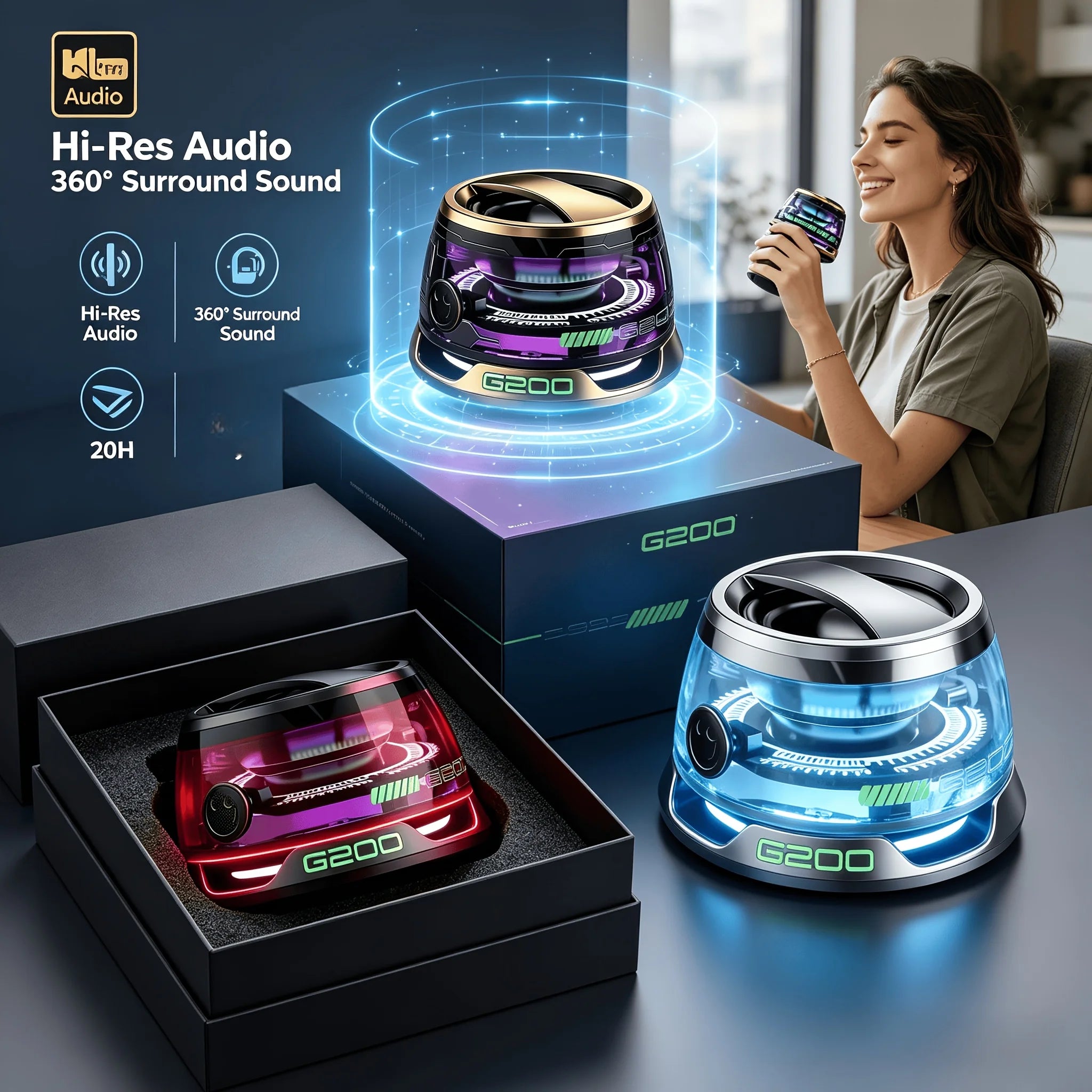 AI Smart Speaker with Magnetic Levitation, Smart Audio with Wireless Speakers And Dynamic RGB Lighting, High-fidelity Stereo Sound, HD Smart Display, Supports Making And Receiving Phone Calls, Portable Speaker -