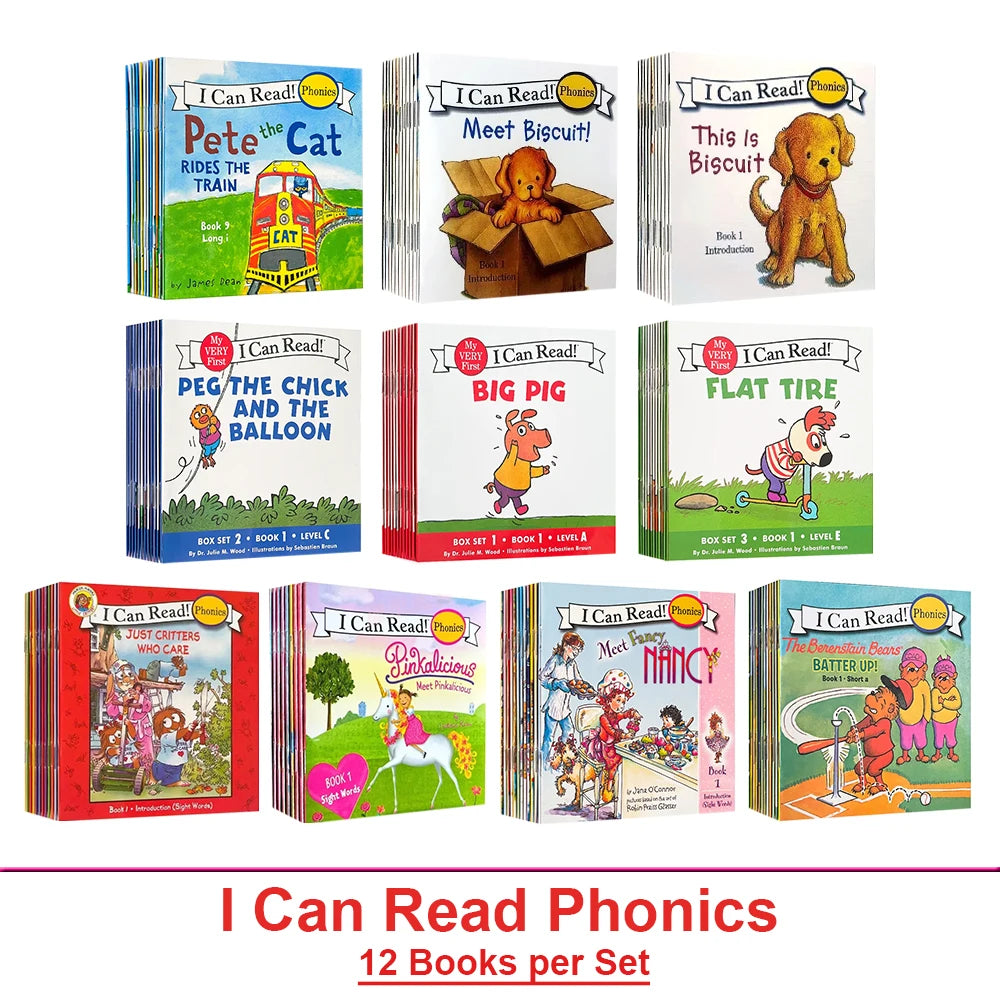 📚 I Can Read Phonics Books Set – 12 Beginner Readers for Kids