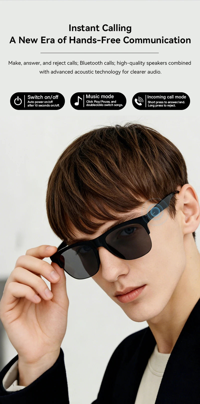 Lenovo 2027 New 8K AI Smart Glasses AI Translation HD Hands-Free Calling  AI Chat Logging Music Playback Smart Sunglasses