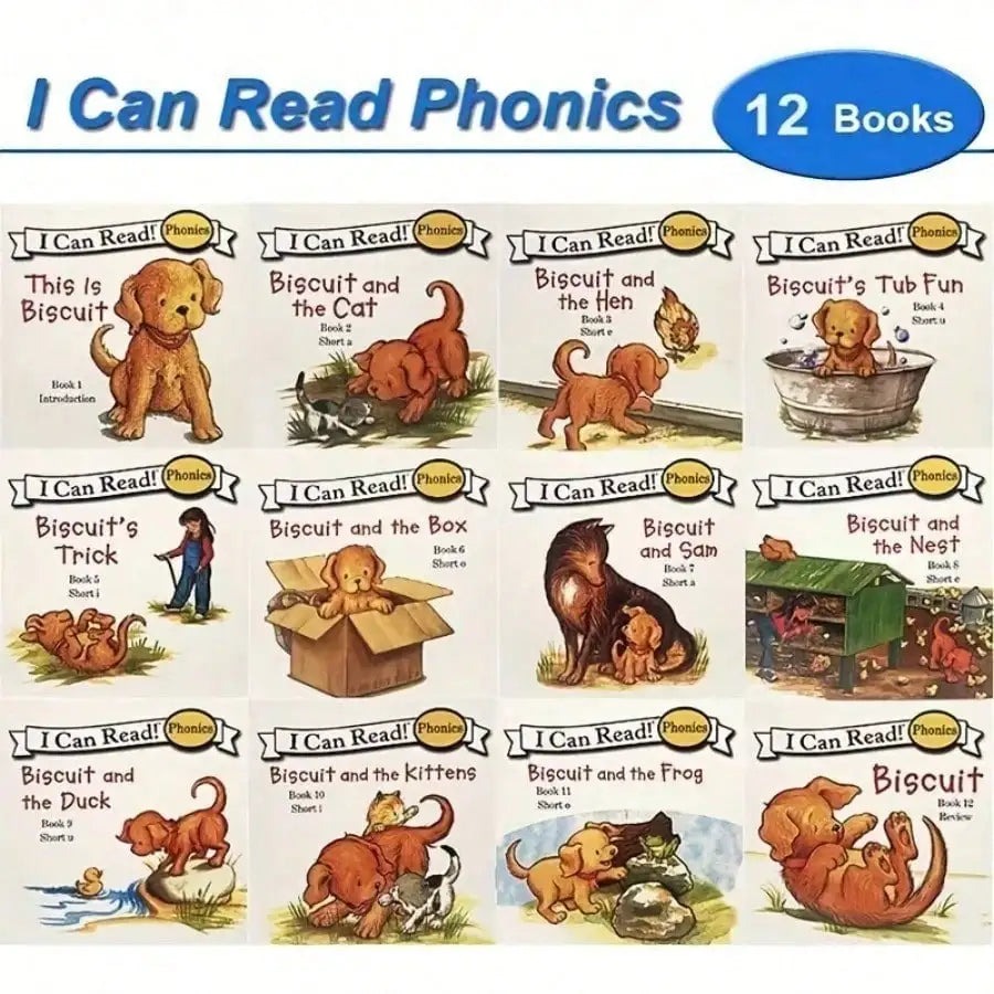 A set of 12 books: My First Grammar Book, Cookie Series Bedtime Stories, Early Reading Learning Books, Simple Visual Vocabulary Exercises, Grammar Learning Books, Word Games, Reading, Language Development. Foreign Language Le