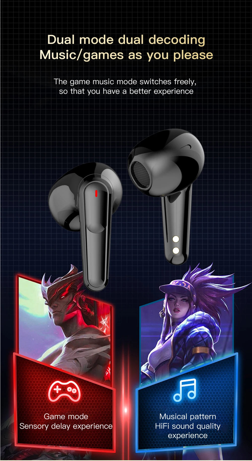 All-in-One Smart Screen Earphones, TWS Headphones with Call/AI translation