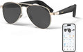 AI Smart Glasses with ChatGPT Translation, Open-Ear Audio, Polarized Aviator Sunglasses for Men Women