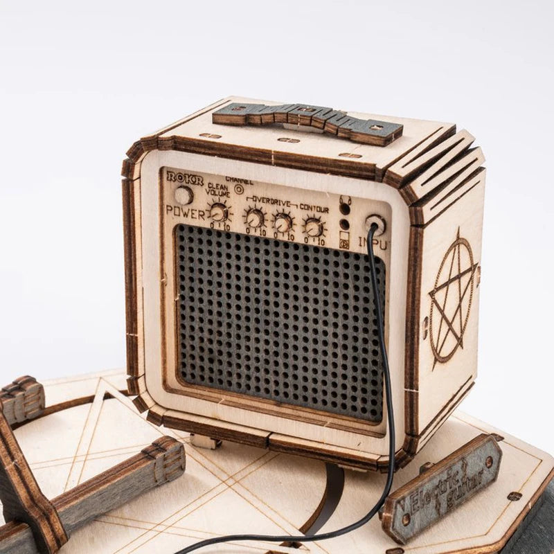 Robotime ROKR Electric Guitar 3D Wooden Puzzle Kit – DIY Music Model Gift for Teens & Adults