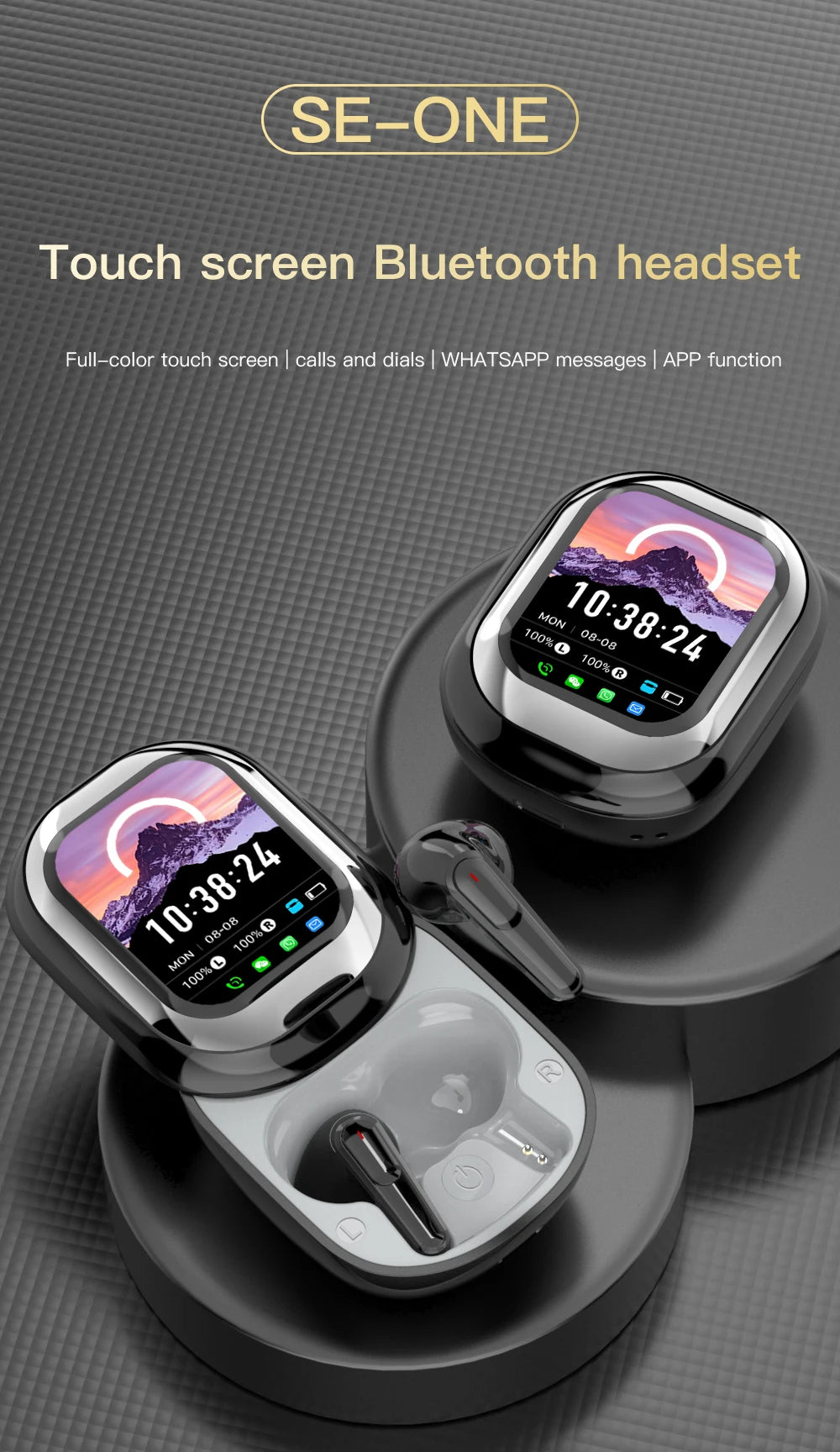 All-in-One Smart Screen Earphones, TWS Headphones with Call/AI translation
