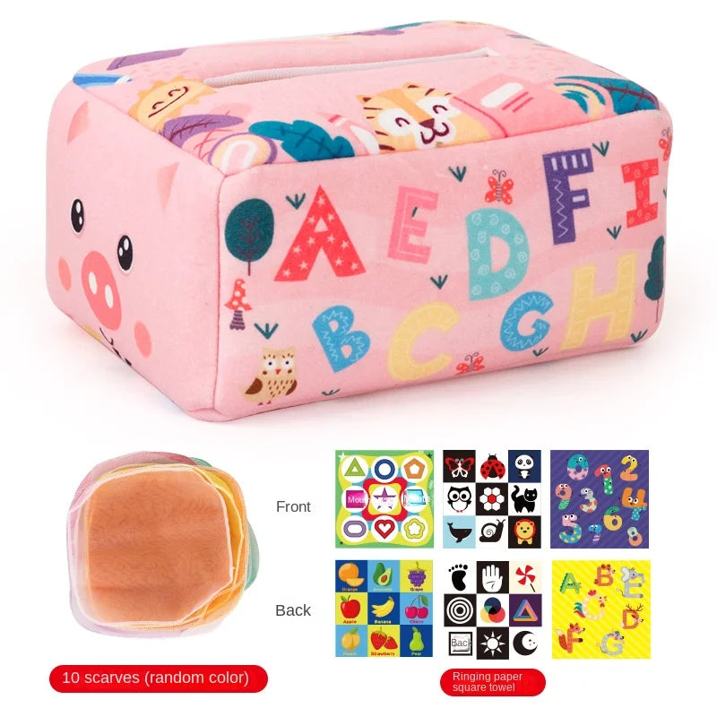 Montessori Sensory Tissue Box Toy for Babies | Soft Learning Activity Box