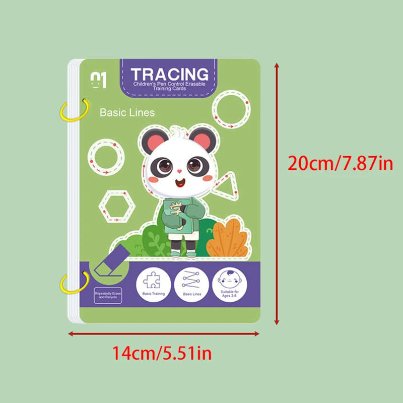 Montessori Reusable Handwriting Practice Book Set with Magic Pen