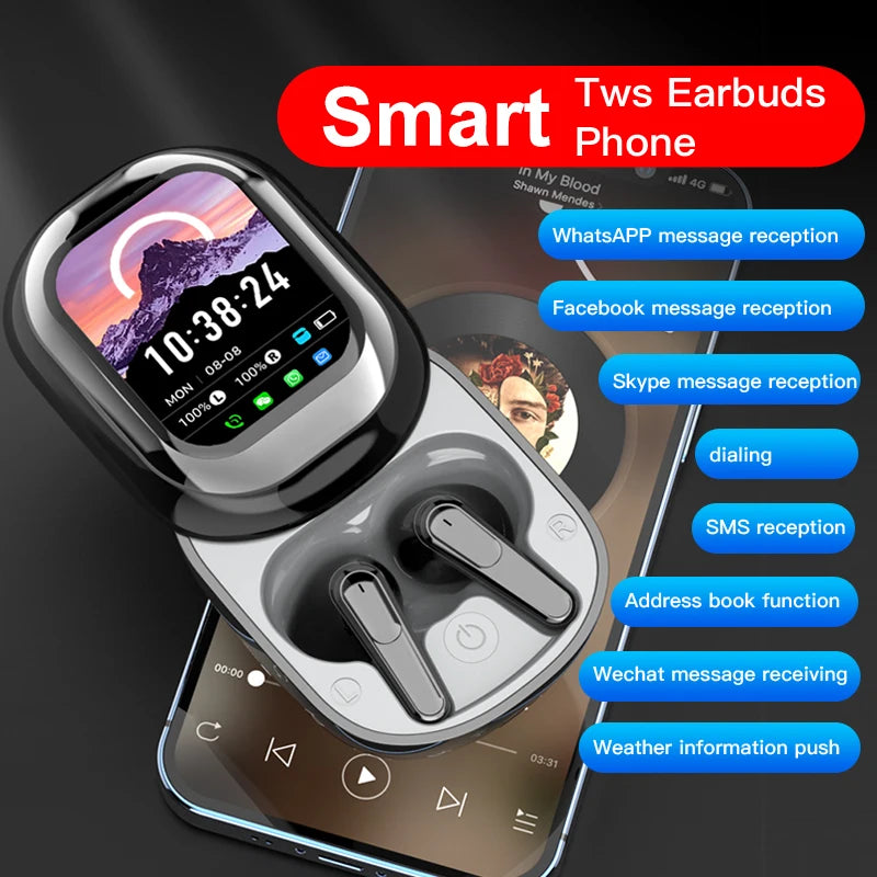 All-in-One Smart Screen Earphones, TWS Headphones with Call/AI translation