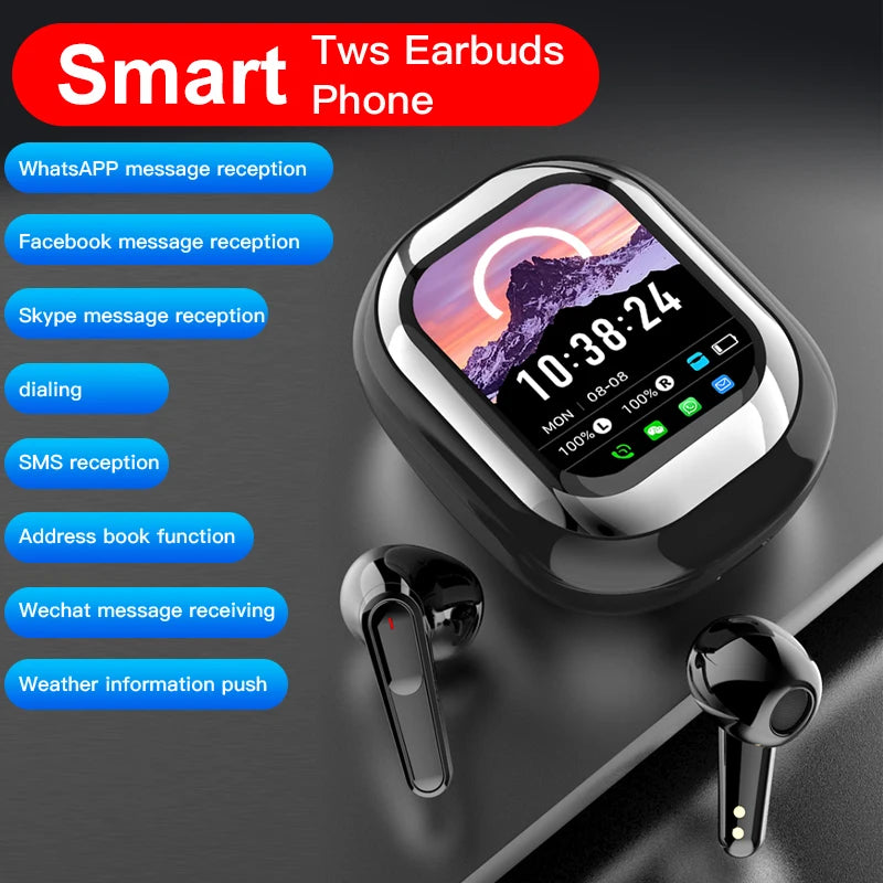 All-in-One Smart Screen Earphones, TWS Headphones with Call/AI translation
