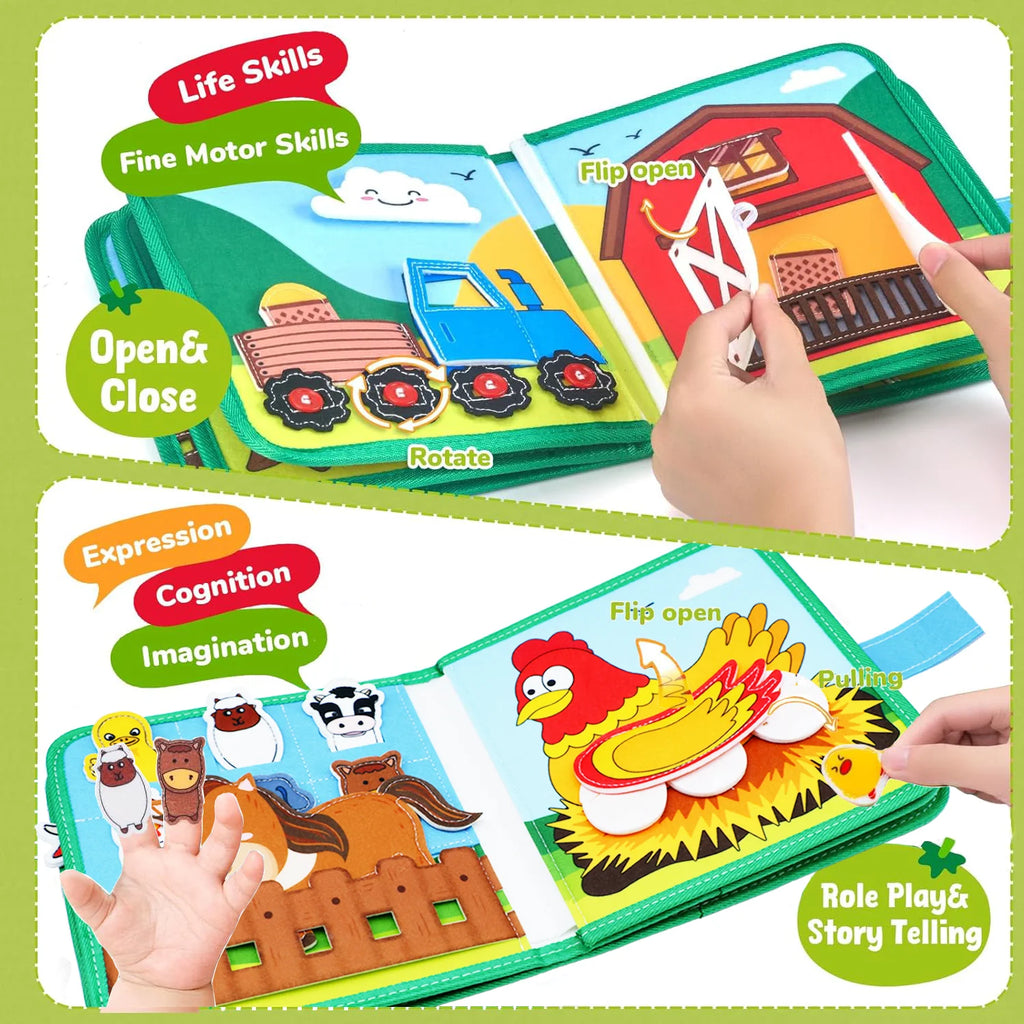 Montessori Soft Busy Book for Toddlers | Sensory Cloth Activity Book