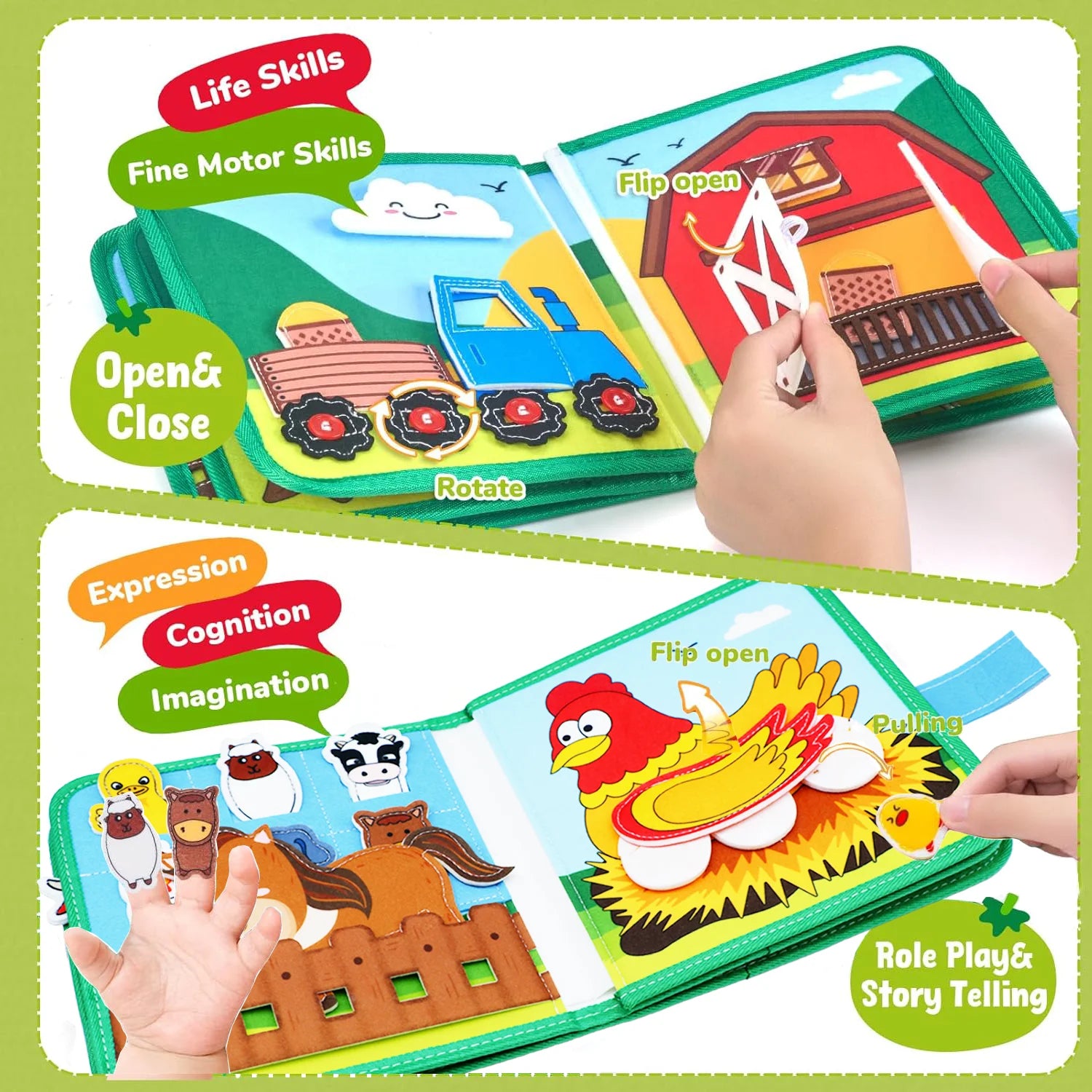 Montessori Soft Busy Book for Toddlers | Sensory Cloth Activity Book