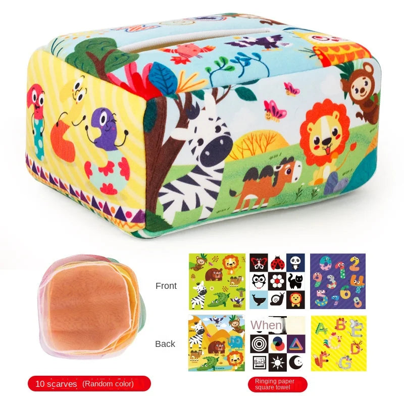 Montessori Sensory Tissue Box Toy for Babies | Soft Learning Activity Box