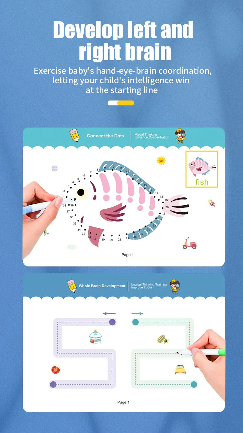 Montessori Reusable Handwriting Practice Book Set with Magic Pen