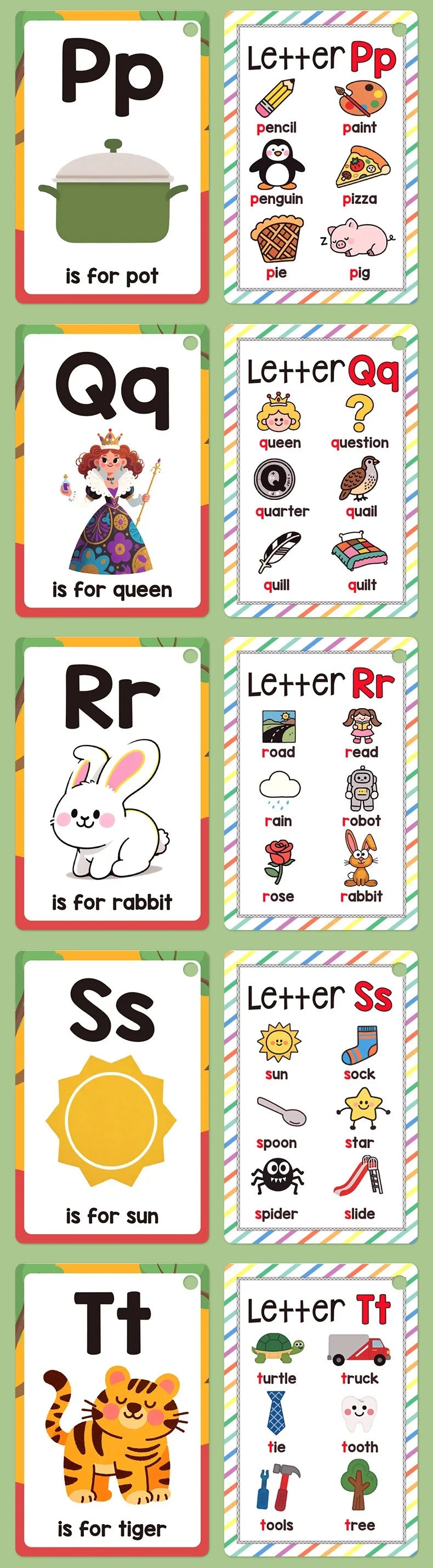 156 A–Z Learning Flash Cards for Kids | Picture & Word Cards Set