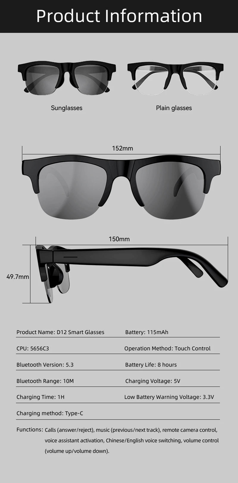 Lenovo 2027 New 8K AI Smart Glasses AI Translation HD Hands-Free Calling  AI Chat Logging Music Playback Smart Sunglasses