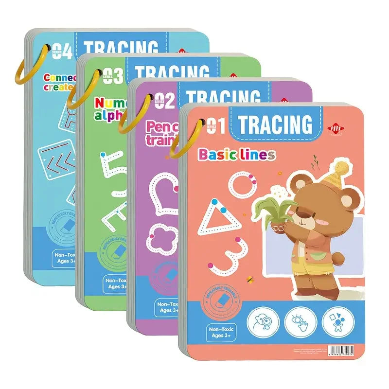 Magic Reusable Handwriting Workbook Set for Kids (128 Pages) – Preschool Writing Practice with 10 Pens, Learn Letters, Numbers & Early Pen Control