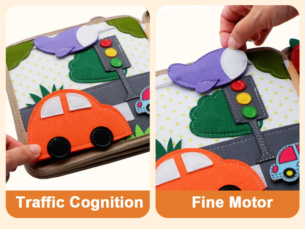 Montessori Soft Busy Book for Toddlers | Sensory Cloth Activity Book