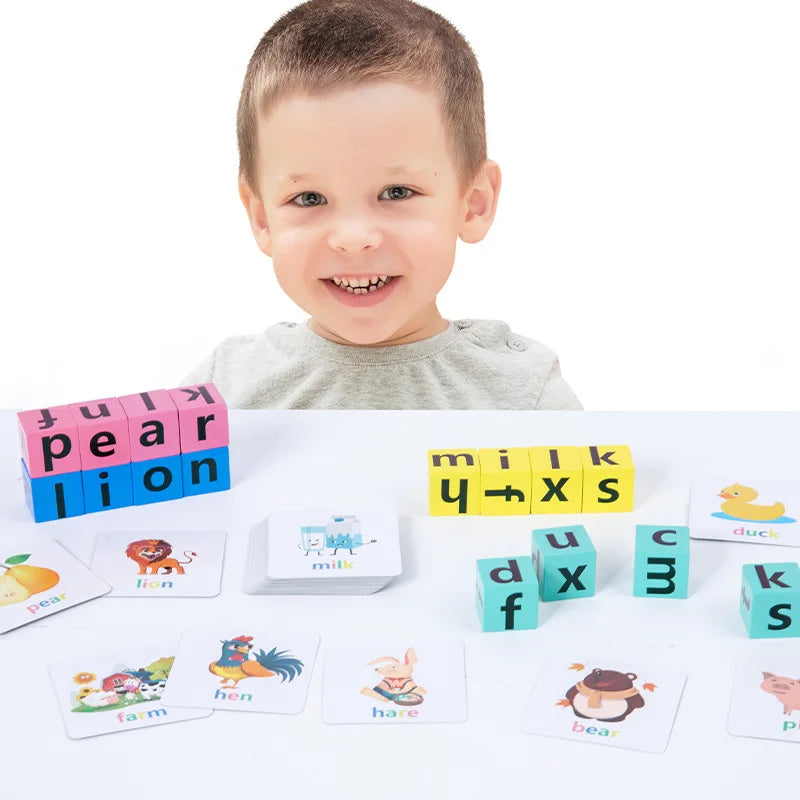 Wooden Spelling Game for Kids | Alphabet Learning Toy with 40 Cards