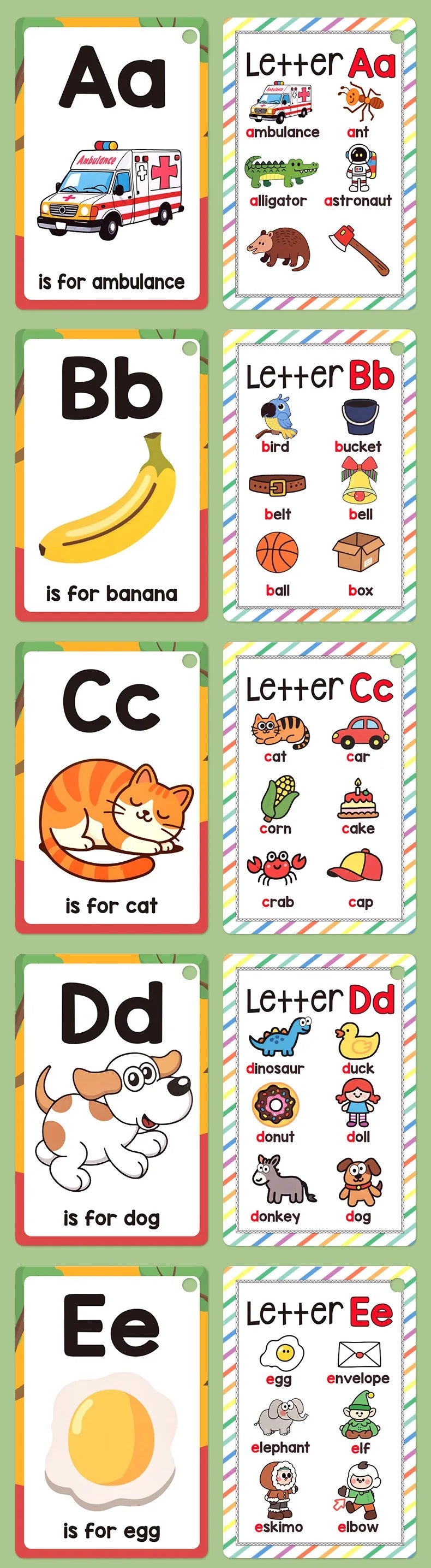 156 A–Z Learning Flash Cards for Kids | Picture & Word Cards Set