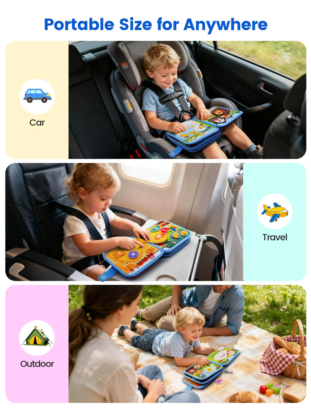 Montessori Soft Busy Book for Toddlers | Sensory Cloth Activity Book