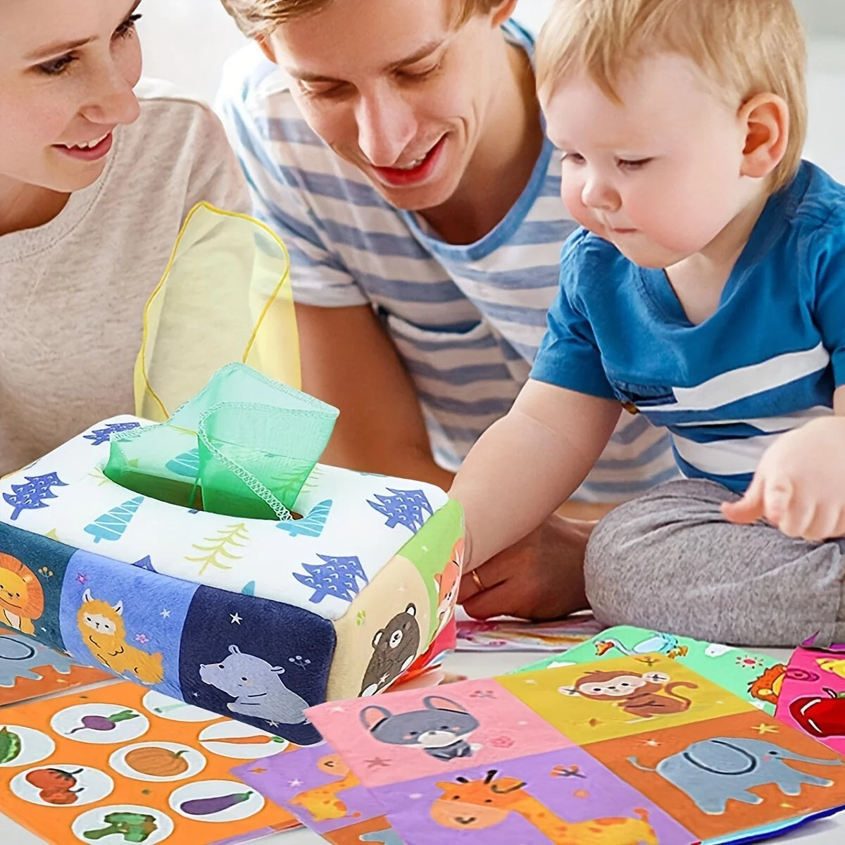 Montessori Sensory Tissue Box Toy for Babies | Soft Learning Activity Box