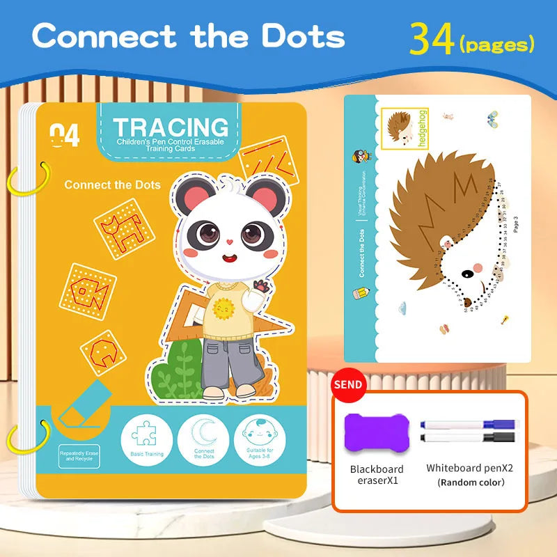 Montessori Reusable Handwriting Practice Book Set with Magic Pen