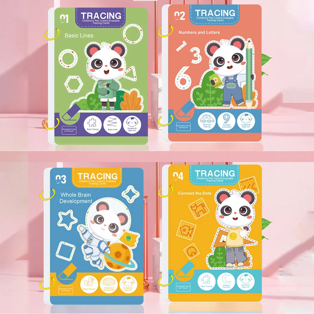 Montessori Reusable Handwriting Practice Book Set with Magic Pen