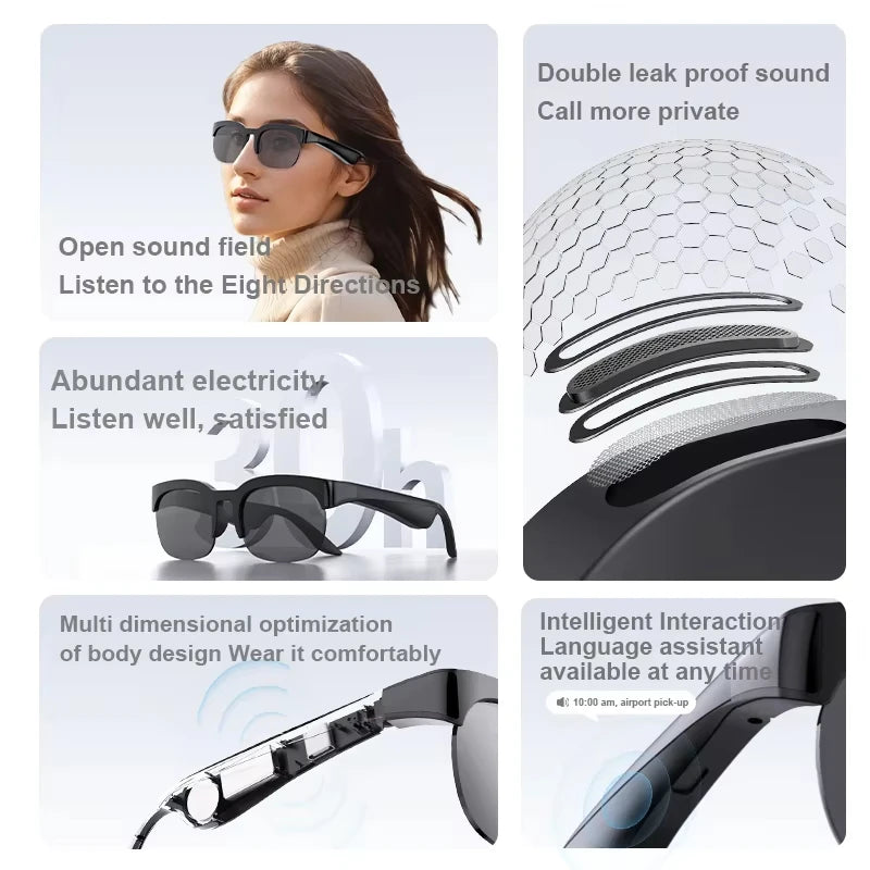 Lenovo 2027 New 8K AI Smart Glasses AI Translation HD Hands-Free Calling  AI Chat Logging Music Playback Smart Sunglasses