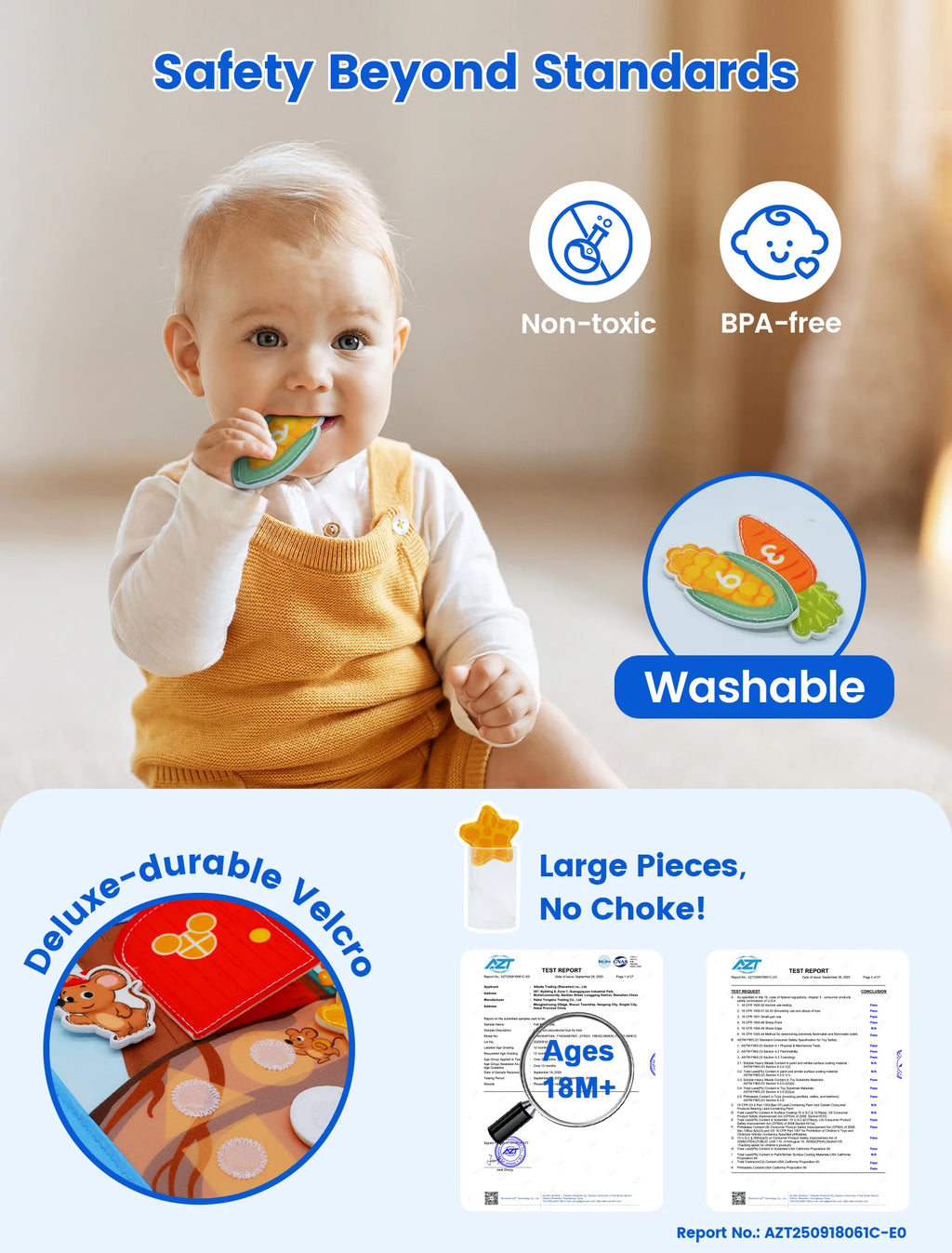 Montessori Soft Busy Book for Toddlers | Sensory Cloth Activity Book