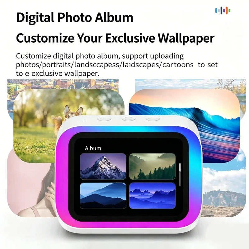 AI Smart Bluetooth 5.4 Speaker With RGB Color Lighting Smart Alarm Clock Voice assistant Touch Screen LED Weather Clock Display