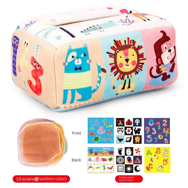 Montessori Sensory Tissue Box Toy for Babies | Soft Learning Activity Box