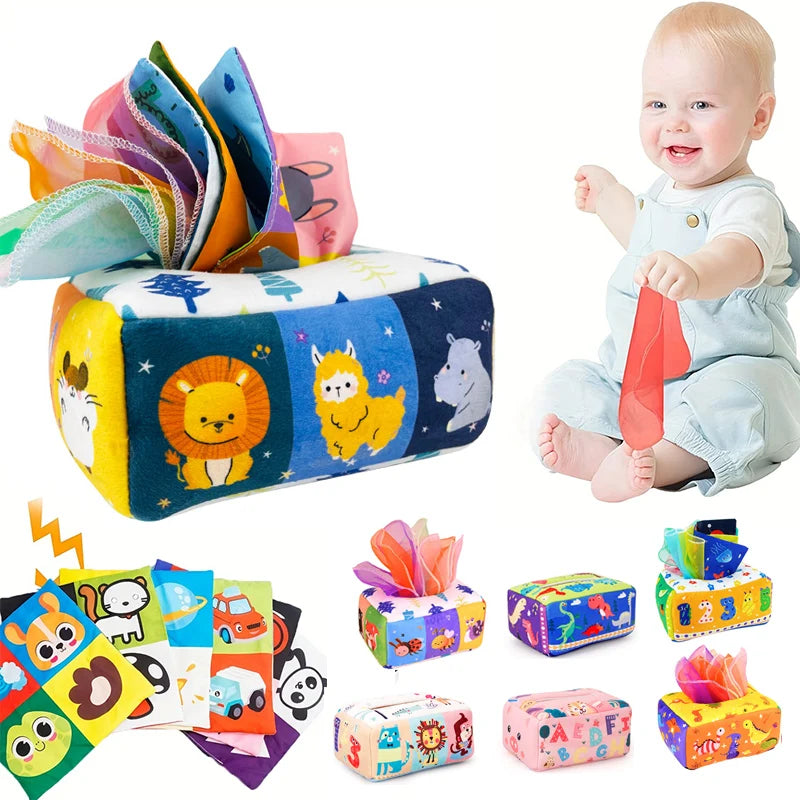 Montessori Sensory Tissue Box Toy for Babies | Soft Learning Activity Box