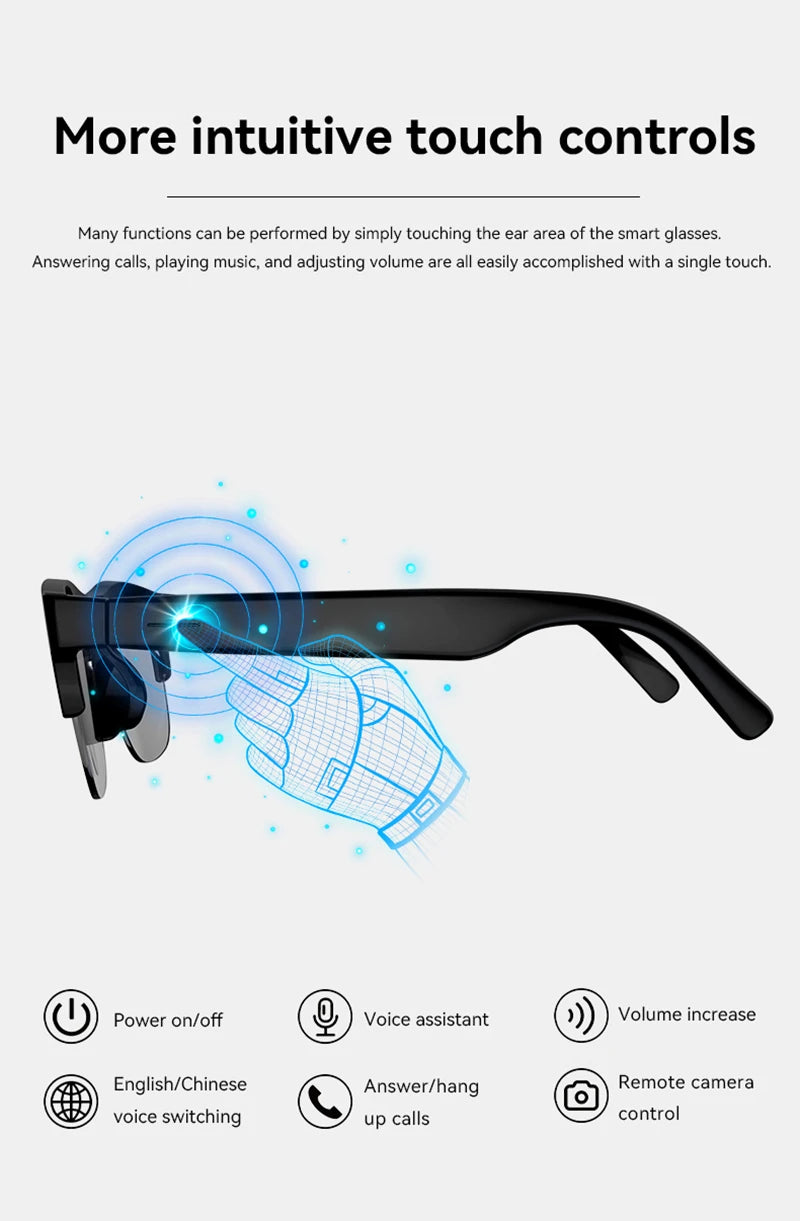 Lenovo 2027 New 8K AI Smart Glasses AI Translation HD Hands-Free Calling  AI Chat Logging Music Playback Smart Sunglasses