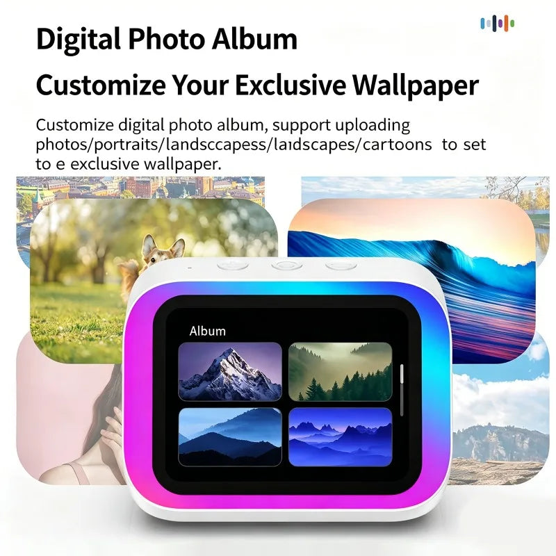 AI Smart Bluetooth 5.4 Speaker With RGB Color Lighting Smart Alarm Clock Voice assistant Touch Screen LED Weather Clock Display