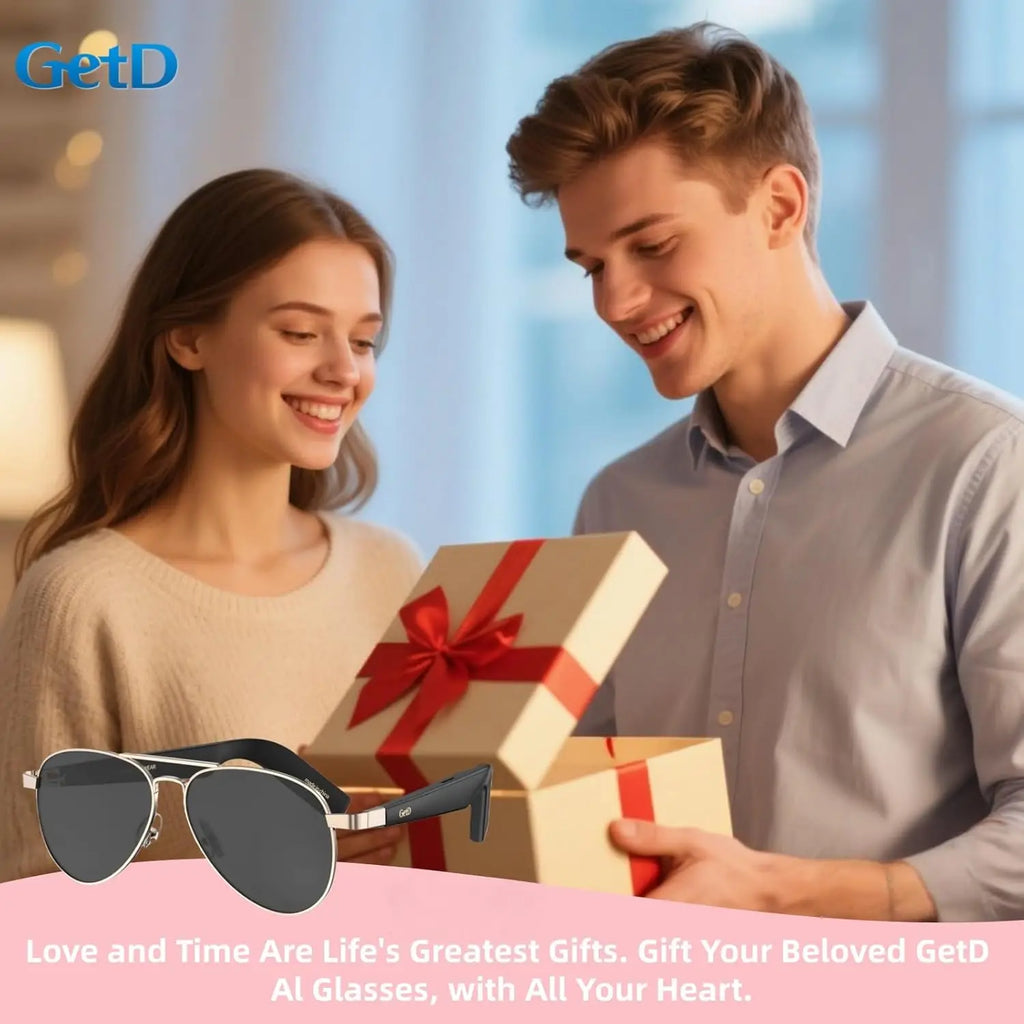AI Smart Glasses with ChatGPT Translation, Open-Ear Audio, Polarized Aviator Sunglasses for Men Women
