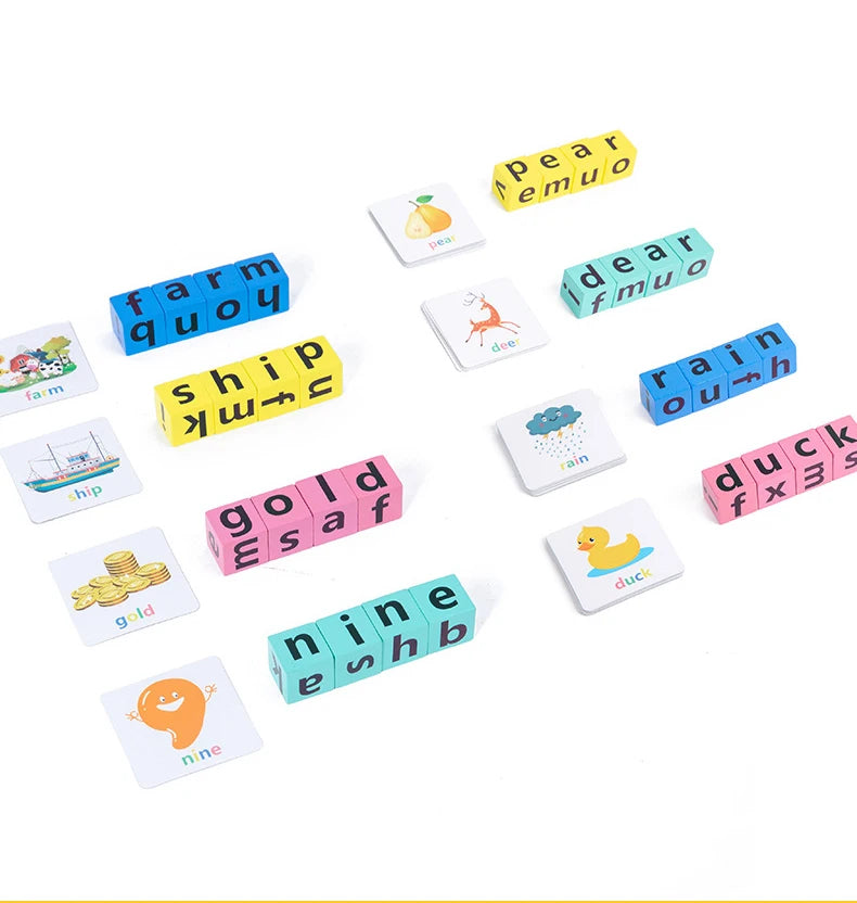 Wooden Spelling Game for Kids | Alphabet Learning Toy with 40 Cards