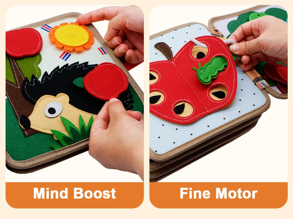 Montessori Soft Busy Book for Toddlers | Sensory Cloth Activity Book