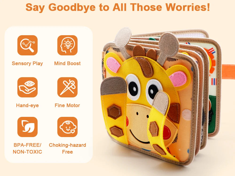 Montessori Soft Busy Book for Toddlers | Sensory Cloth Activity Book