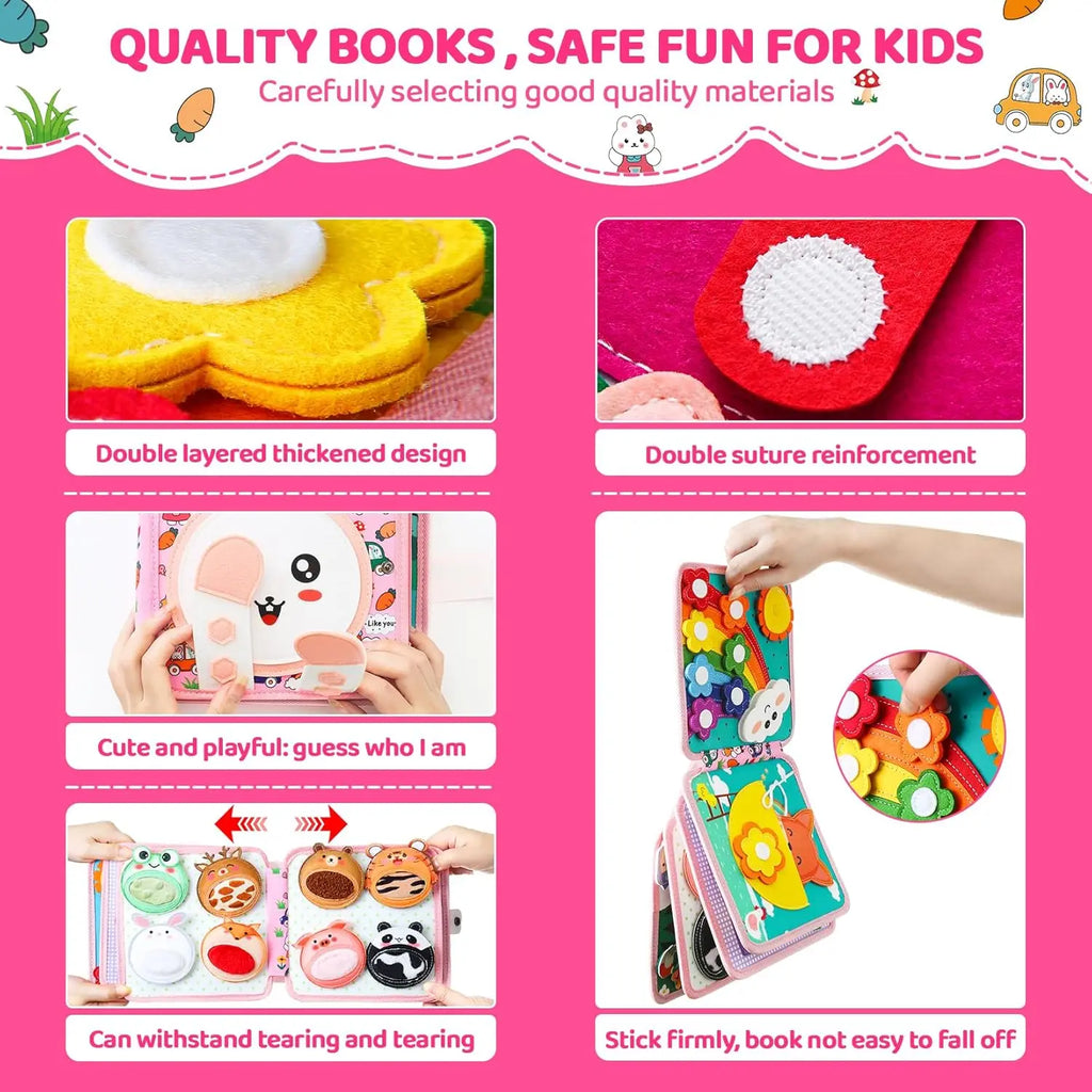 Montessori Soft Busy Book for Toddlers | Sensory Cloth Activity Book