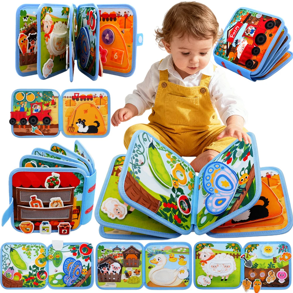 Montessori Soft Busy Book for Toddlers | Sensory Cloth Activity Book