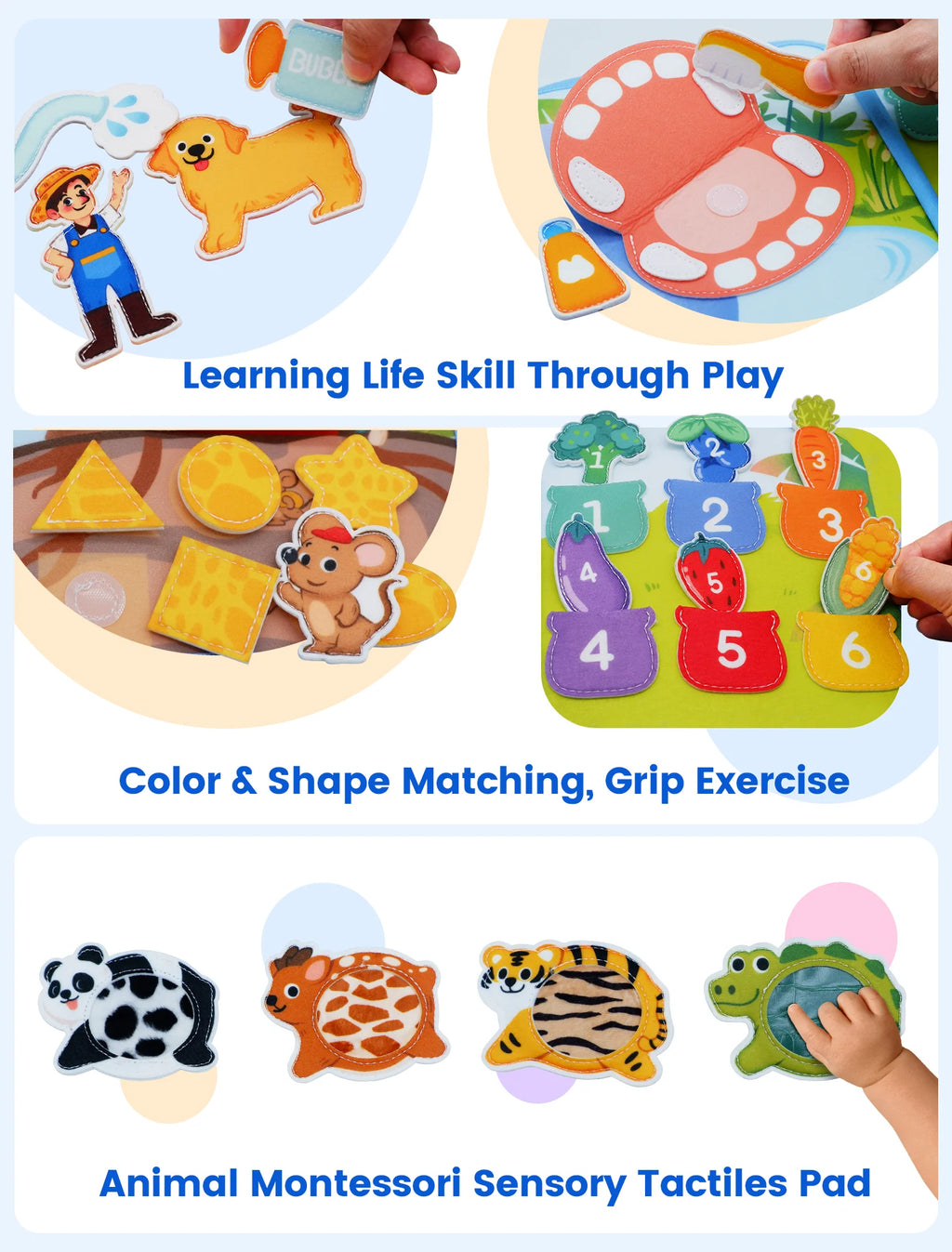 Montessori Soft Busy Book for Toddlers | Sensory Cloth Activity Book