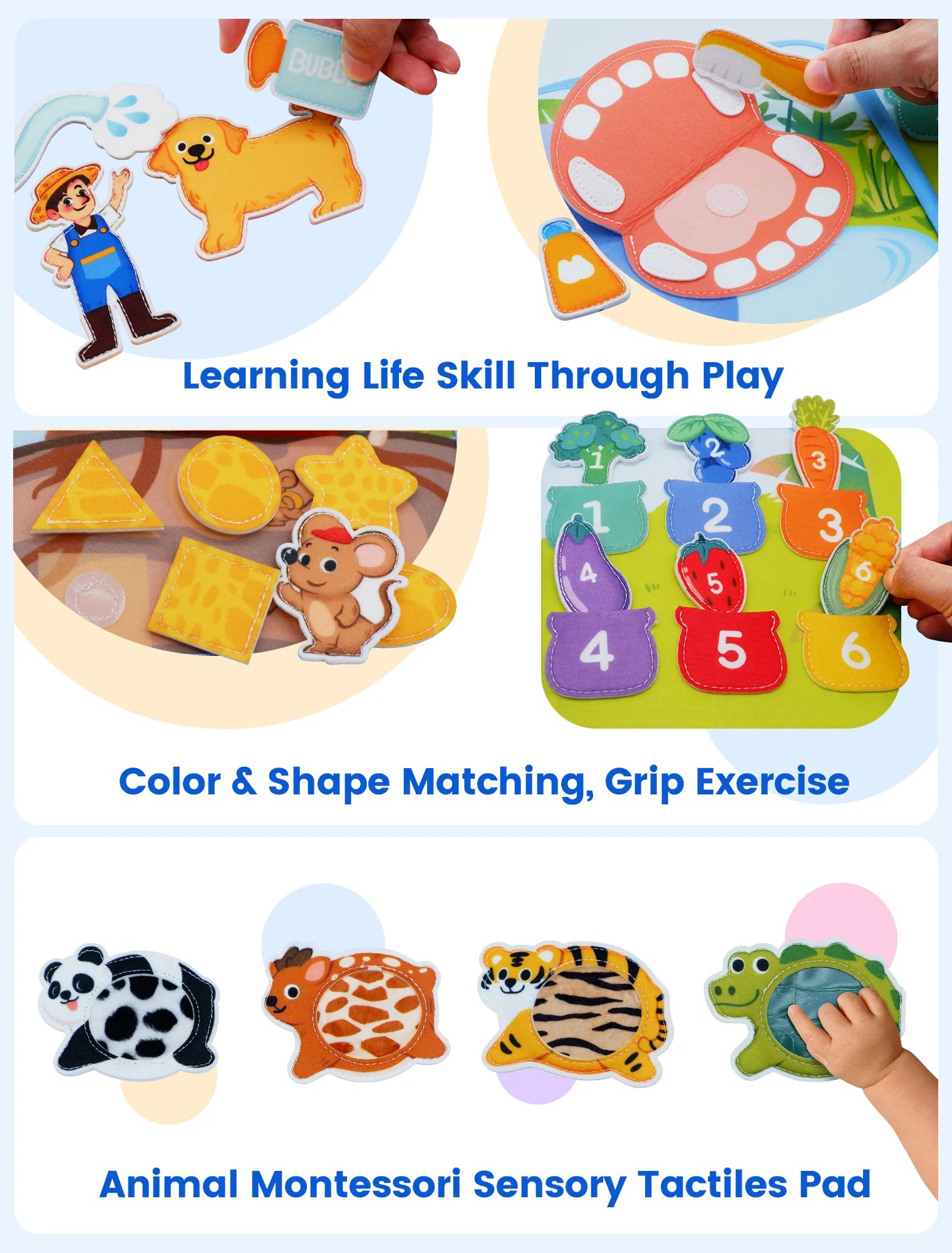 Montessori Soft Busy Book for Toddlers | Sensory Cloth Activity Book