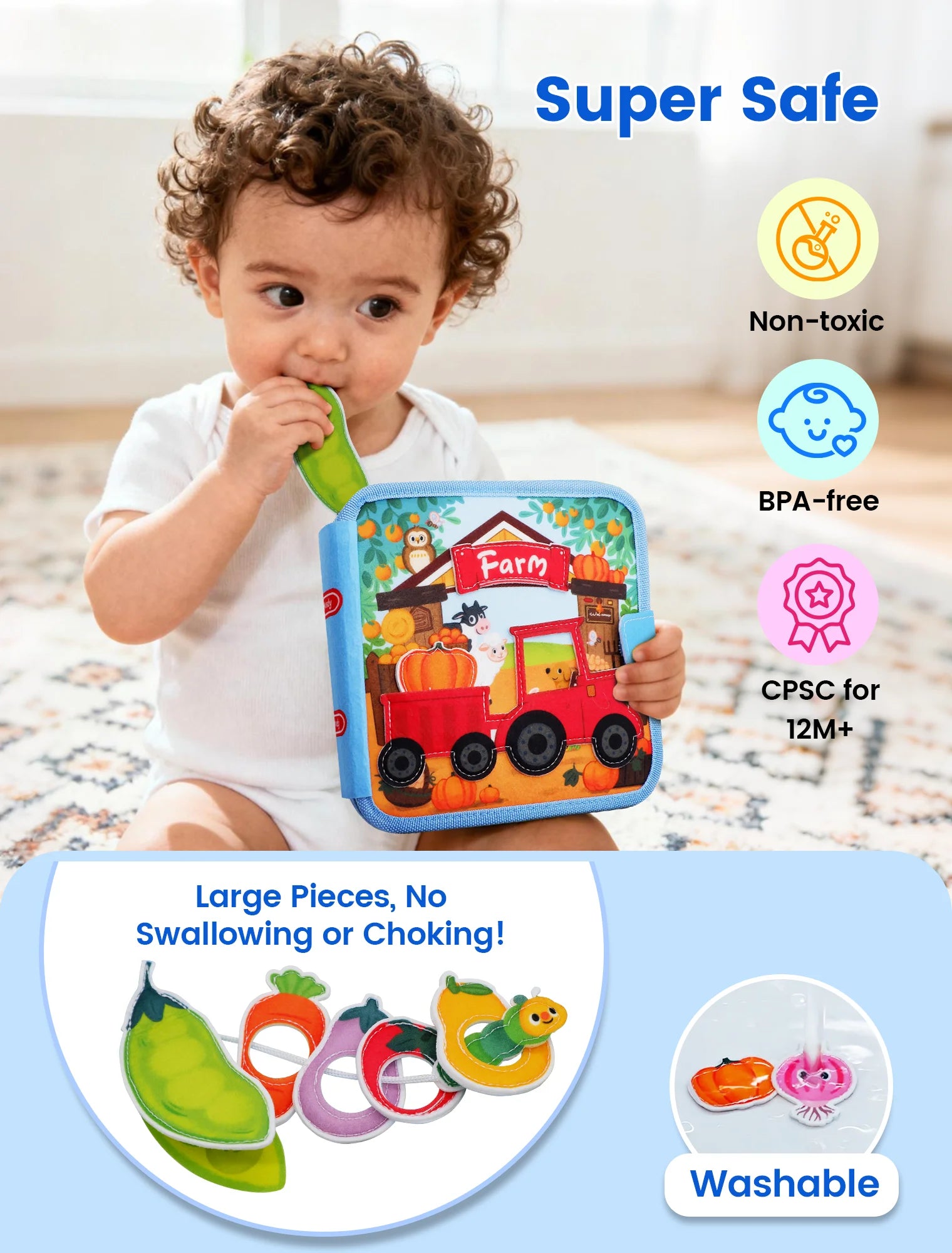 Montessori Soft Busy Book for Toddlers | Sensory Cloth Activity Book