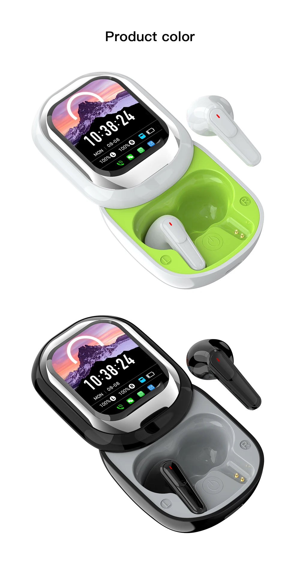 All-in-One Smart Screen Earphones, TWS Headphones with Call/AI translation