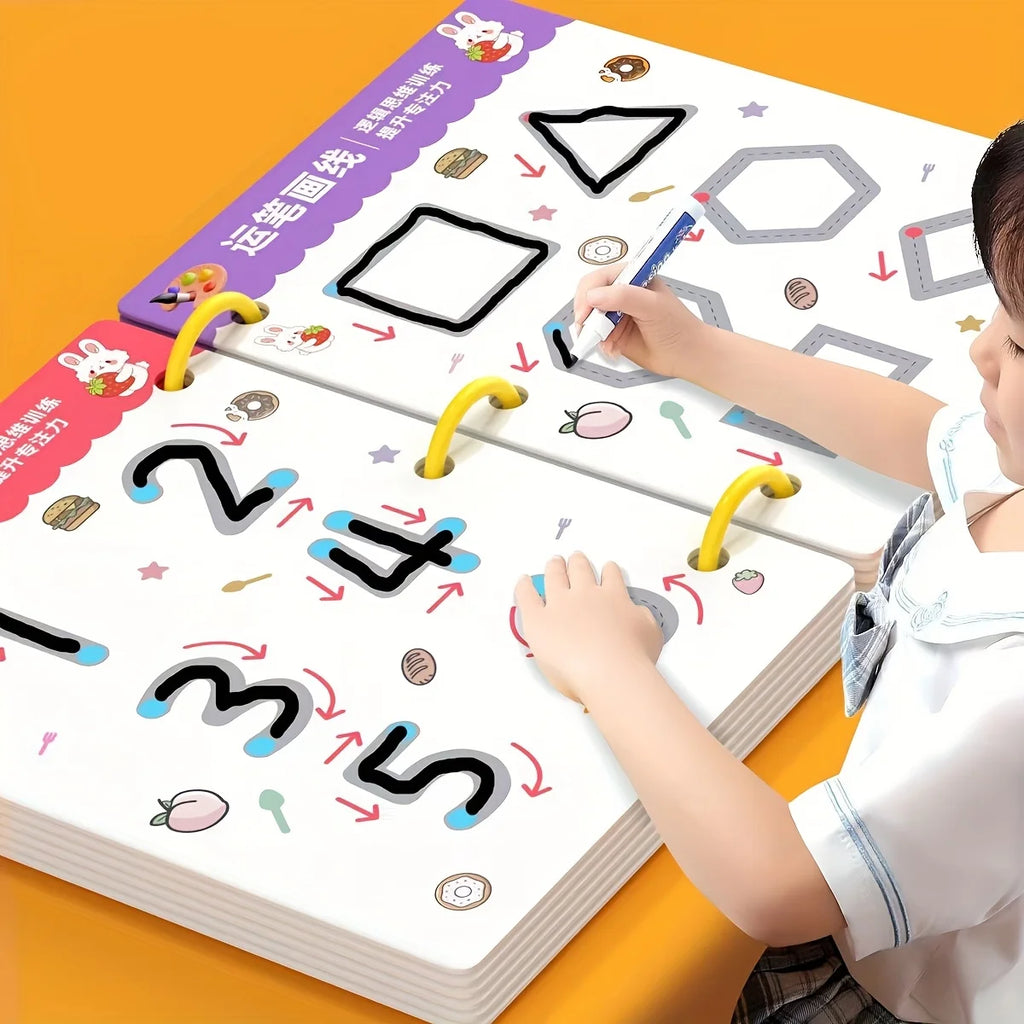 Montessori Reusable Handwriting Practice Book Set with Magic Pen