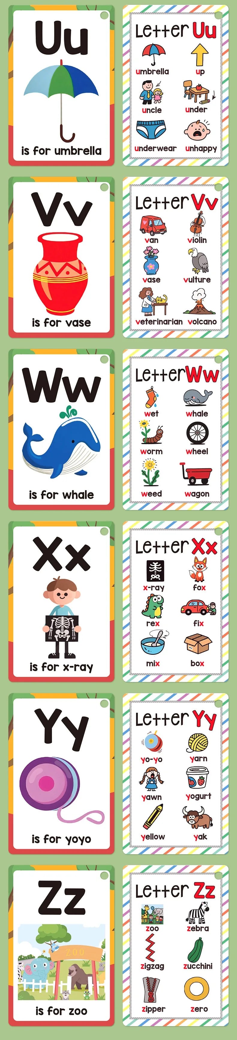 156 A–Z Learning Flash Cards for Kids | Picture & Word Cards Set
