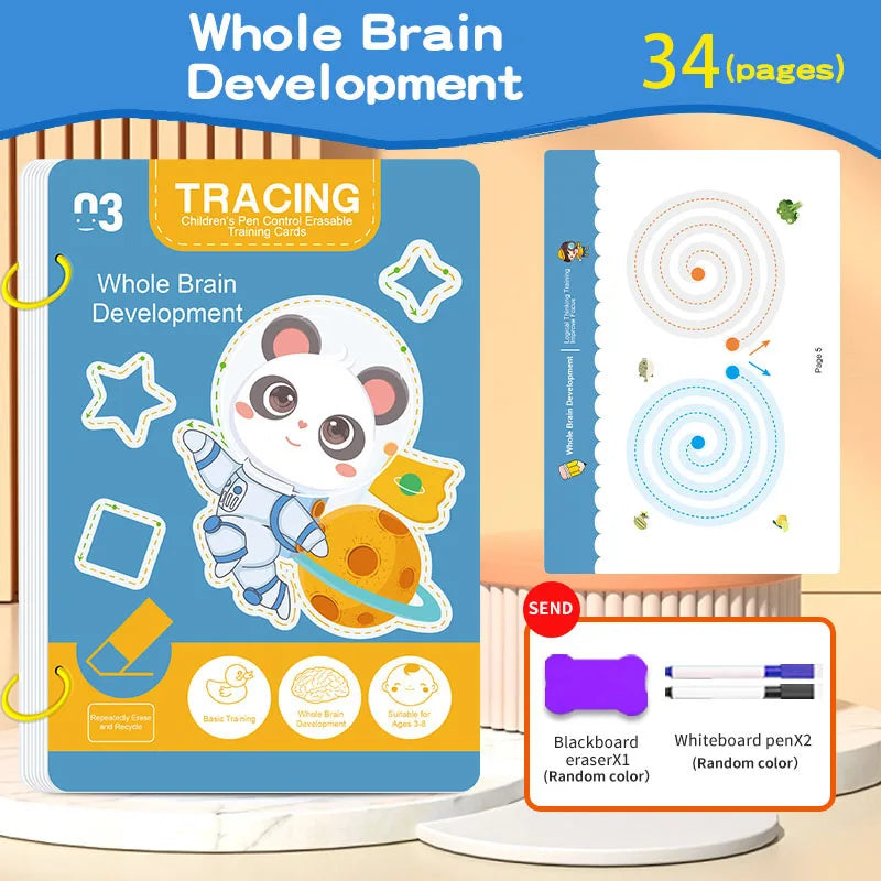 Montessori Reusable Handwriting Practice Book Set with Magic Pen