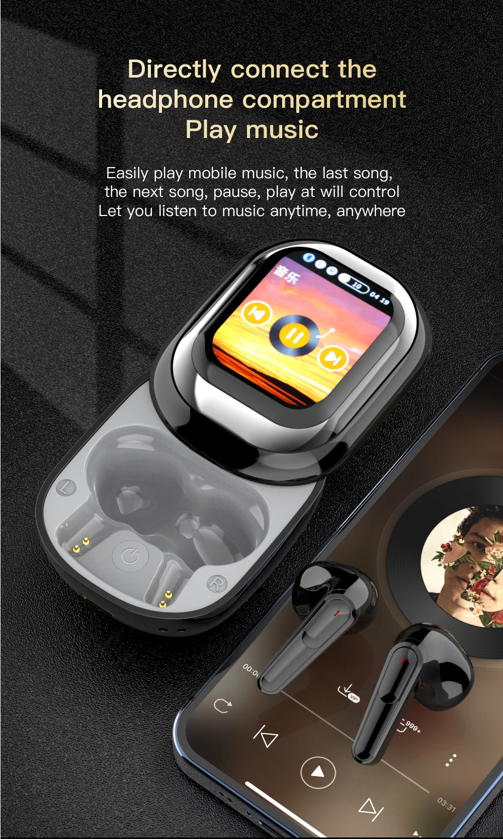 All-in-One Smart Screen Earphones, TWS Headphones with Call/AI translation