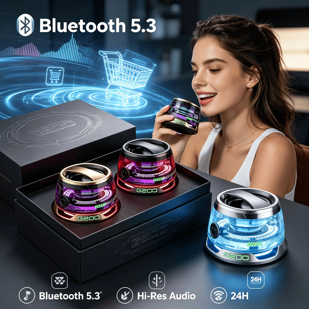 AI Smart Speaker with Magnetic Levitation, Smart Audio with Wireless Speakers And Dynamic RGB Lighting, High-fidelity Stereo Sound, HD Smart Display, Supports Making And Receiving Phone Calls, Portable Speaker -