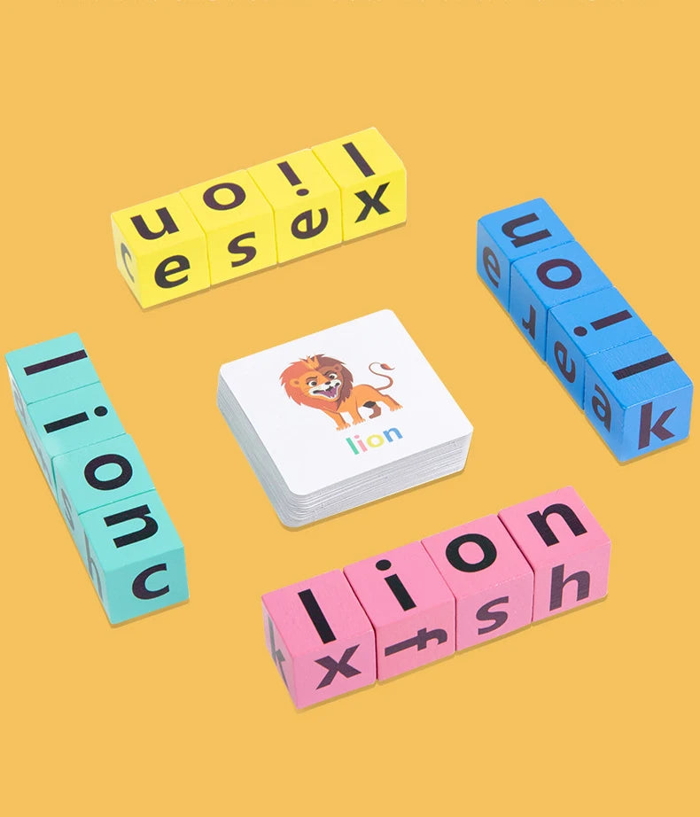 Wooden Spelling Game for Kids | Alphabet Learning Toy with 40 Cards